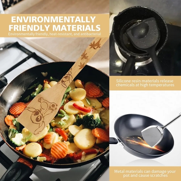 6 pcs Lilo & Stitch Wooden Bamboo Cooking Utensils Set - Picture 10 of 16